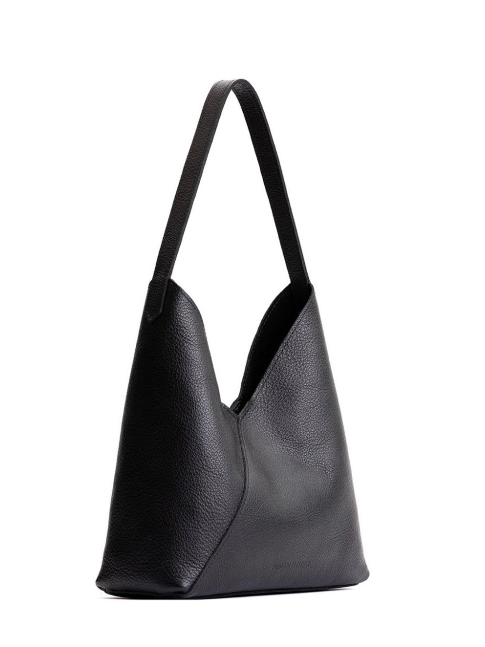 New Portland Leather Large Naomi Pebbled Black Leather Shoulder Bag - Picture 3 of 6